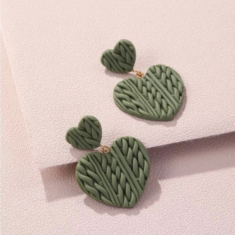 Textured Heart Drop Earrings